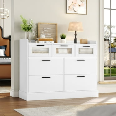 HMO Homfa 5 Drawer White Dresser, Modern Storage Cabinet for Bedroom, White Chest of Drawers Wood Organizer for Living Room