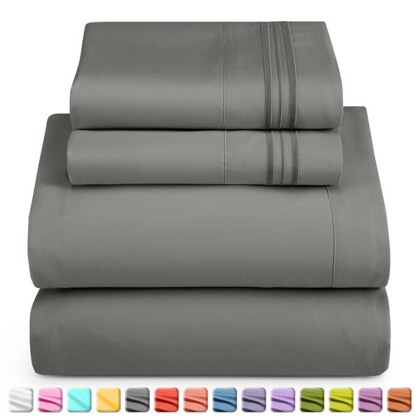 NTAD Nestl Bed Sheets Set, 1800 Series Deep Pocket 4 Piece Bedding, Luxury Soft Microfiber Queen Sheets Sets, Gray